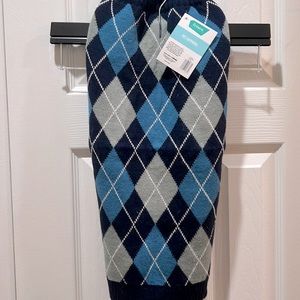 NWT Navy/Grey Argyle Dog Sweater
